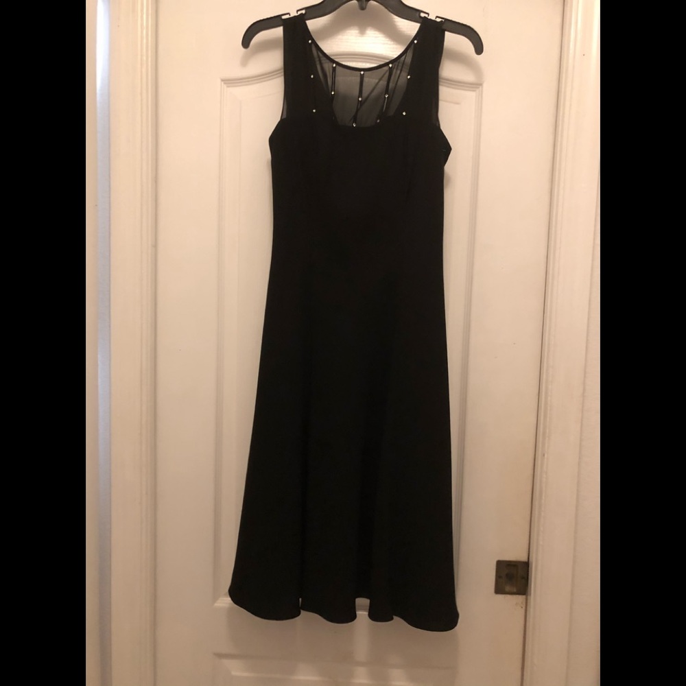 Evan Picone black cocktail dress with rhinestone